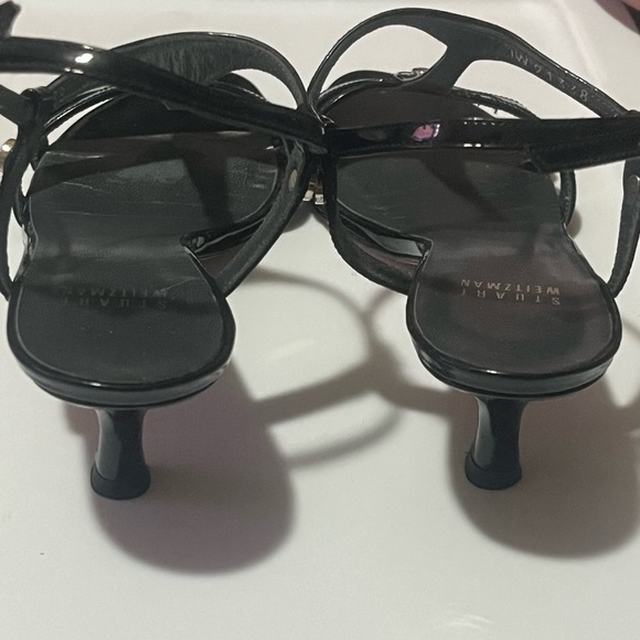 Stuart Weitzman Black Strappy Patent Leather Sandals Heels, Sz 7M - Picture 7 of 12